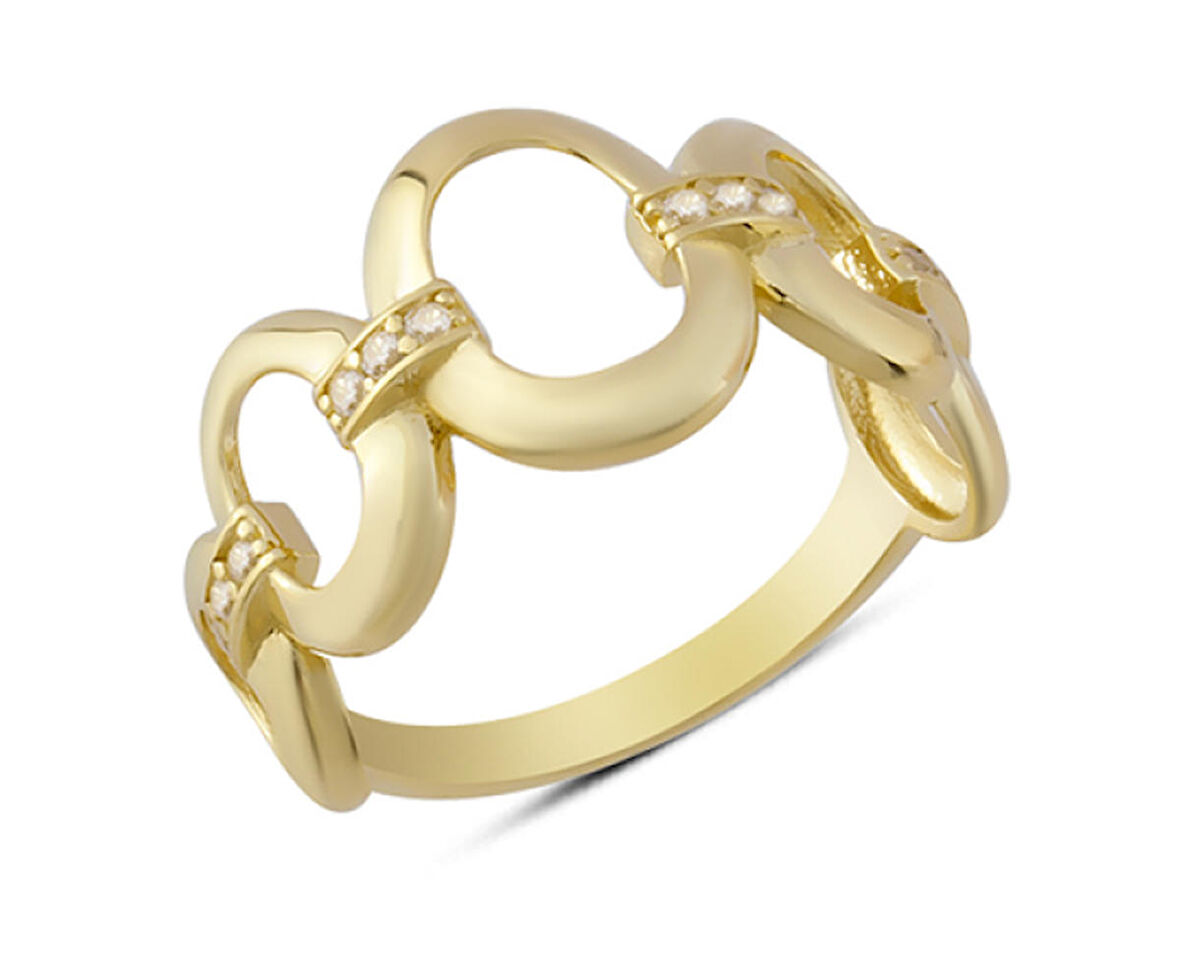 14 Ayar Altın İç İçe Geçmeli Halka Yüzük YZK279