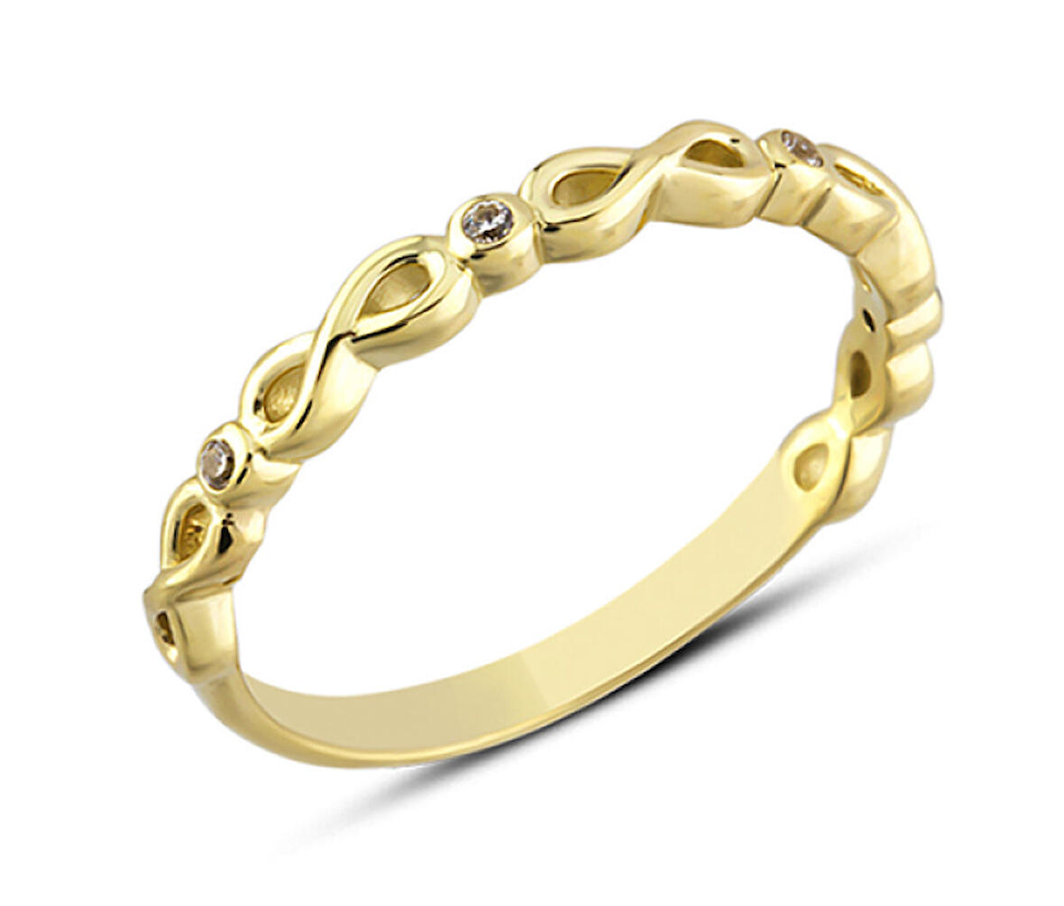 14 Ayar Altın Taşlı Sarmal Yüzük YZK320