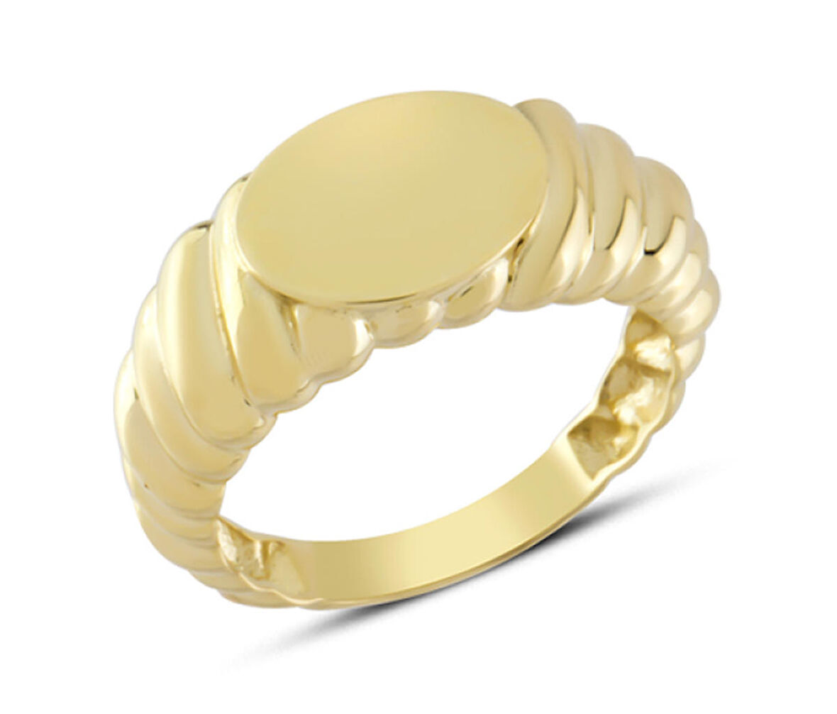 14 Ayar Altın Sarmal Plaka Yüzük YZK332