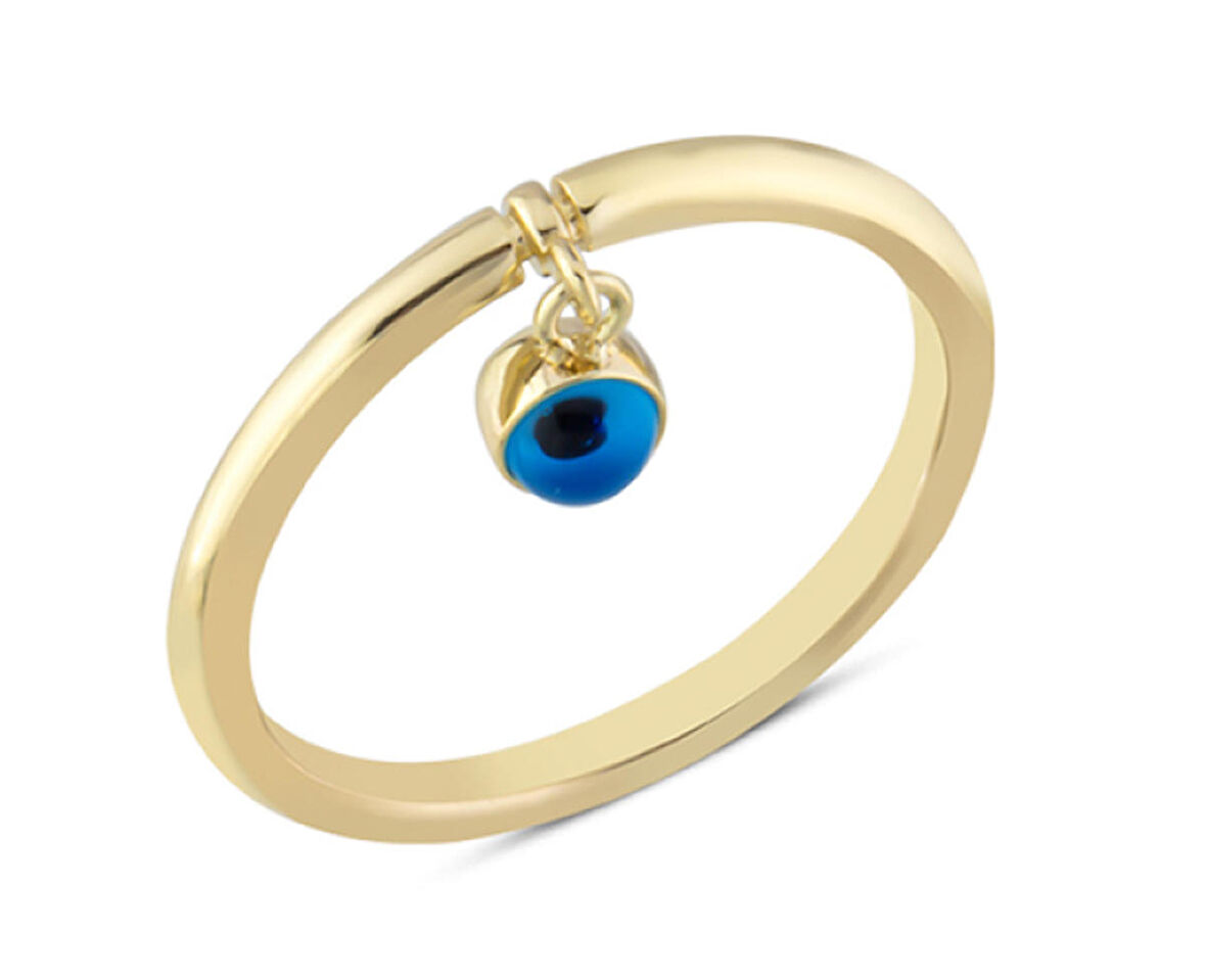 14 Ayar Altın Sallantılı Göz Boncuğu Yüzük YZK356