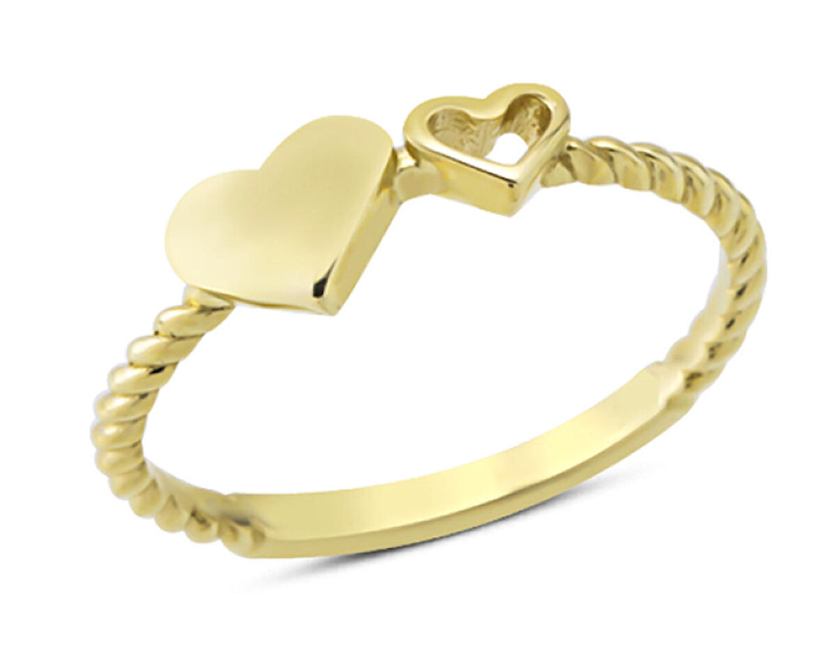 14 Ayar Altın Çift Kalp Yüzük YZK366