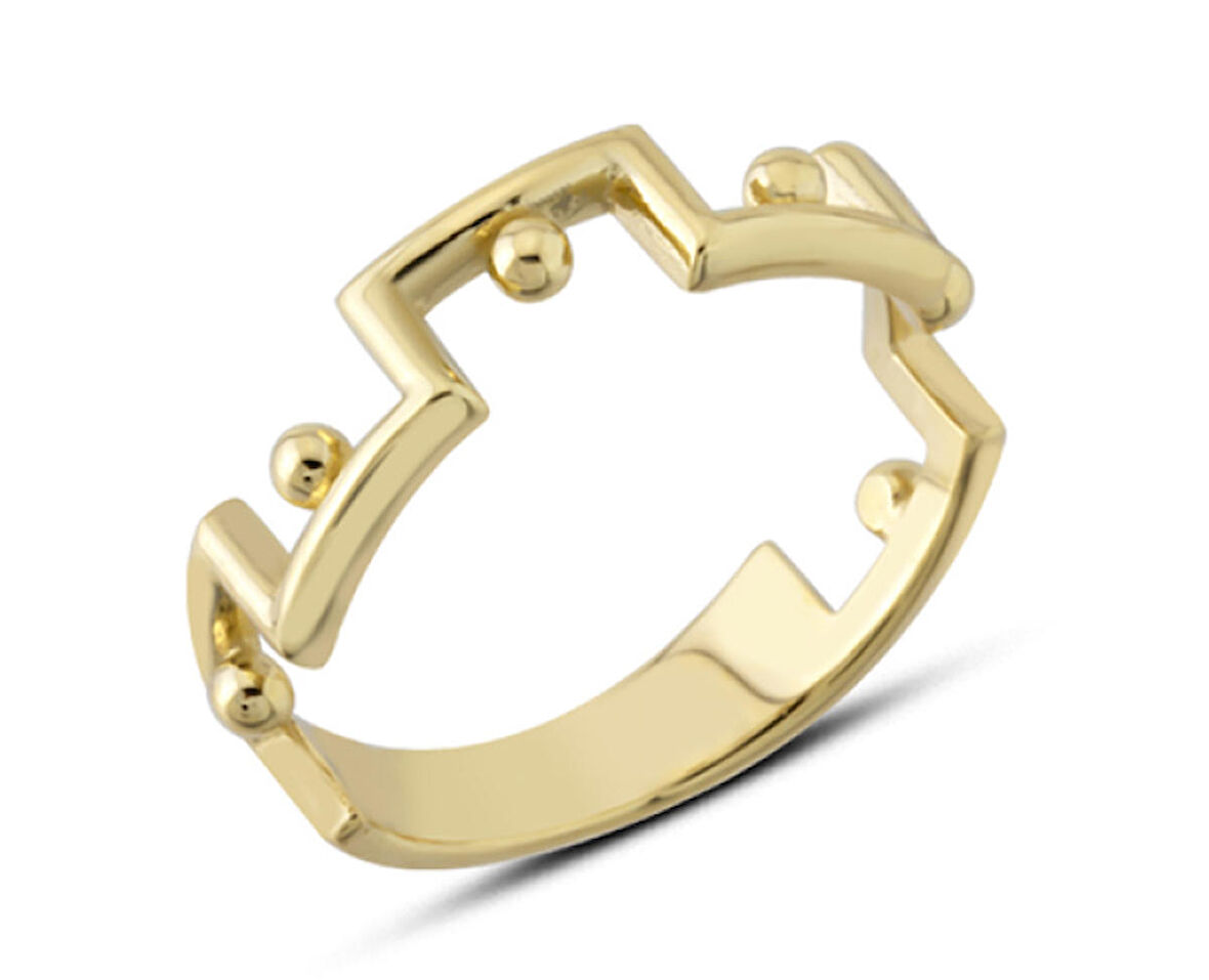 14 Ayar Altın Taşsız Geometrik Yüzük YZK397