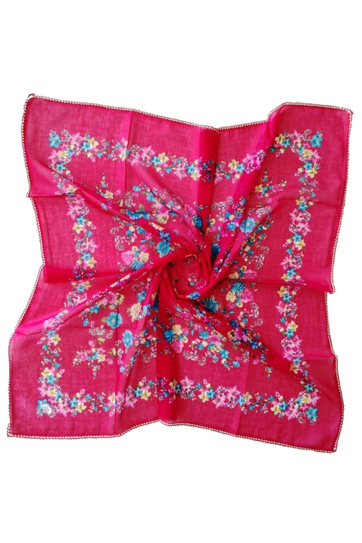 Yazma, Yemeni, Tülbent, 100x100cm, Kenarları Kroşetalı, Tamamen Pamuklu, Terletmez