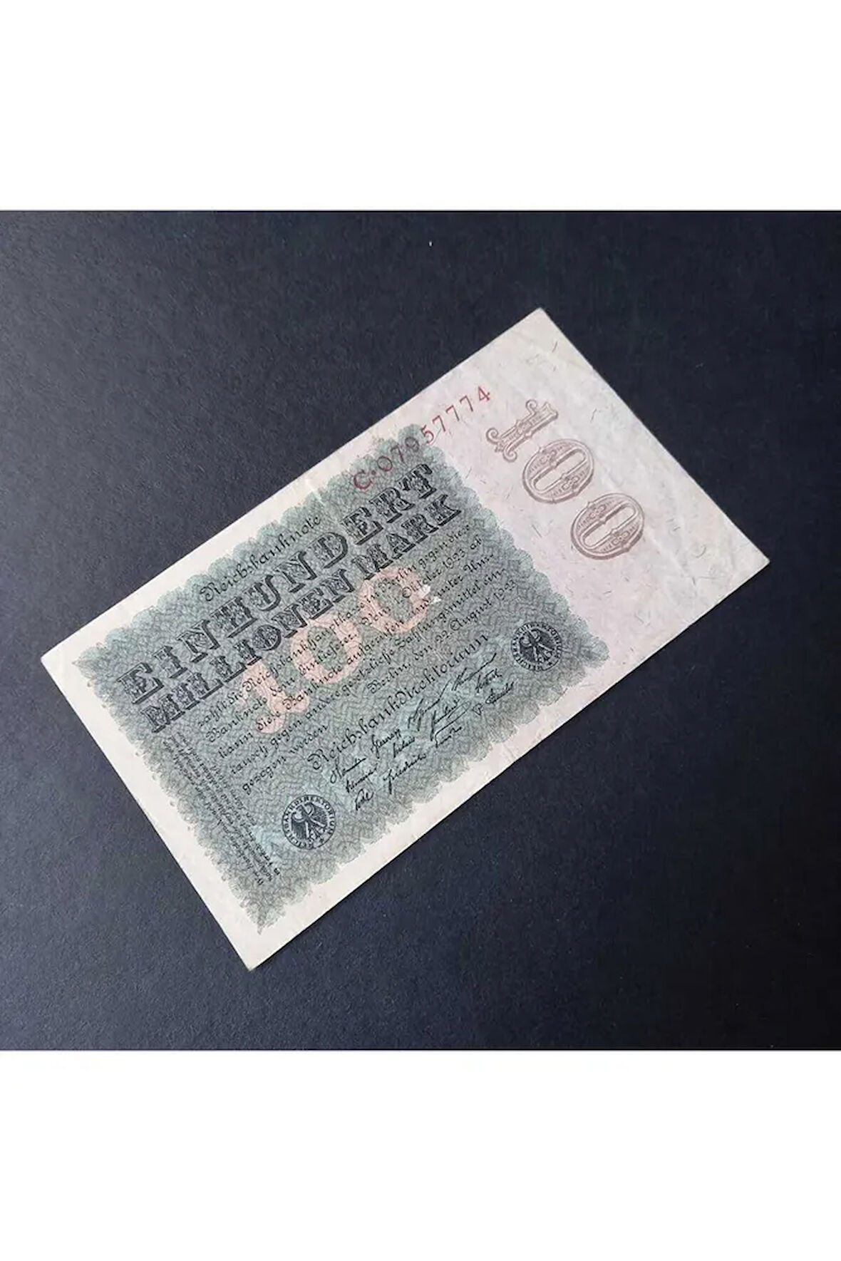 1923 Almanya 100 Milyon MARK ÇÇT Eski Yabancı Kağıt Para - Germany 100 Millionen Mark