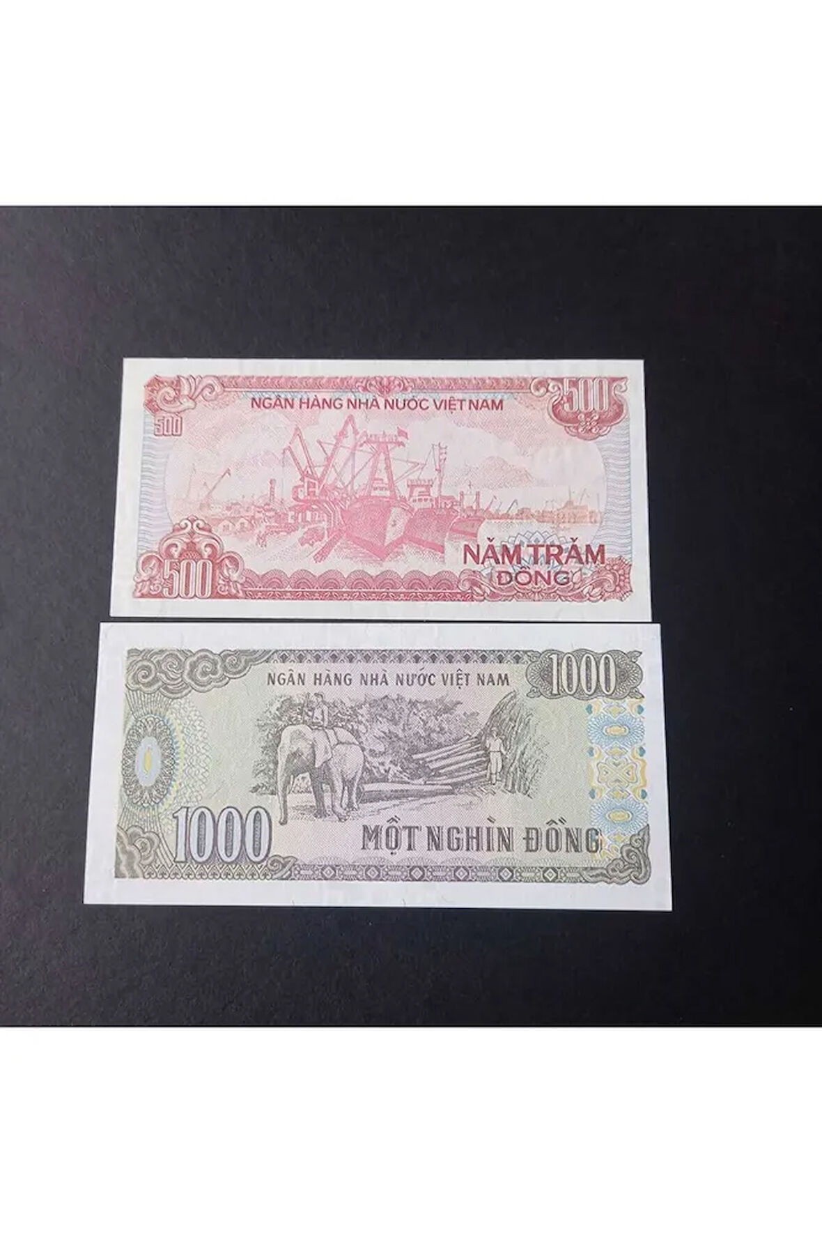 1988 Vietnam 500 - 1000 Dong ÇİL Eski Yabancı Kağıt Para