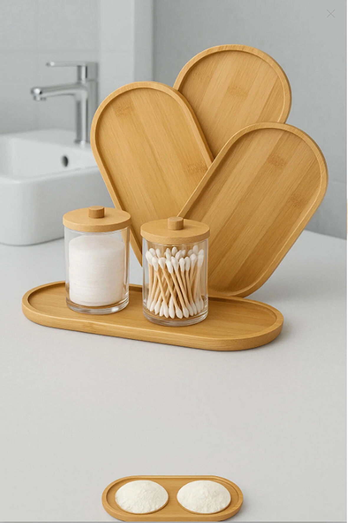 1 Adet Bambu Oval Sunum Ve Servis Tepsisi Yağdanlık Altlığı, 23 x 12 cm Bej