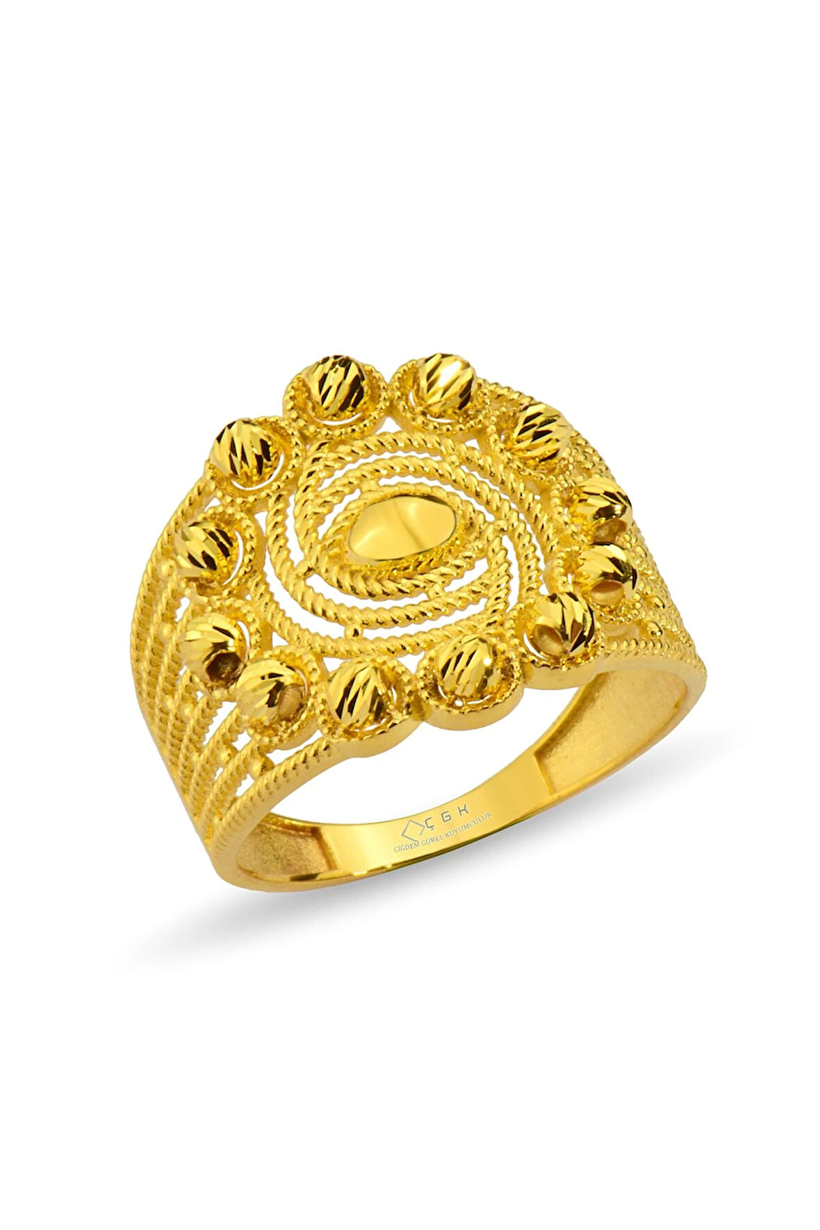 Dorika Toplu Yaldızlı Altın Yüzük