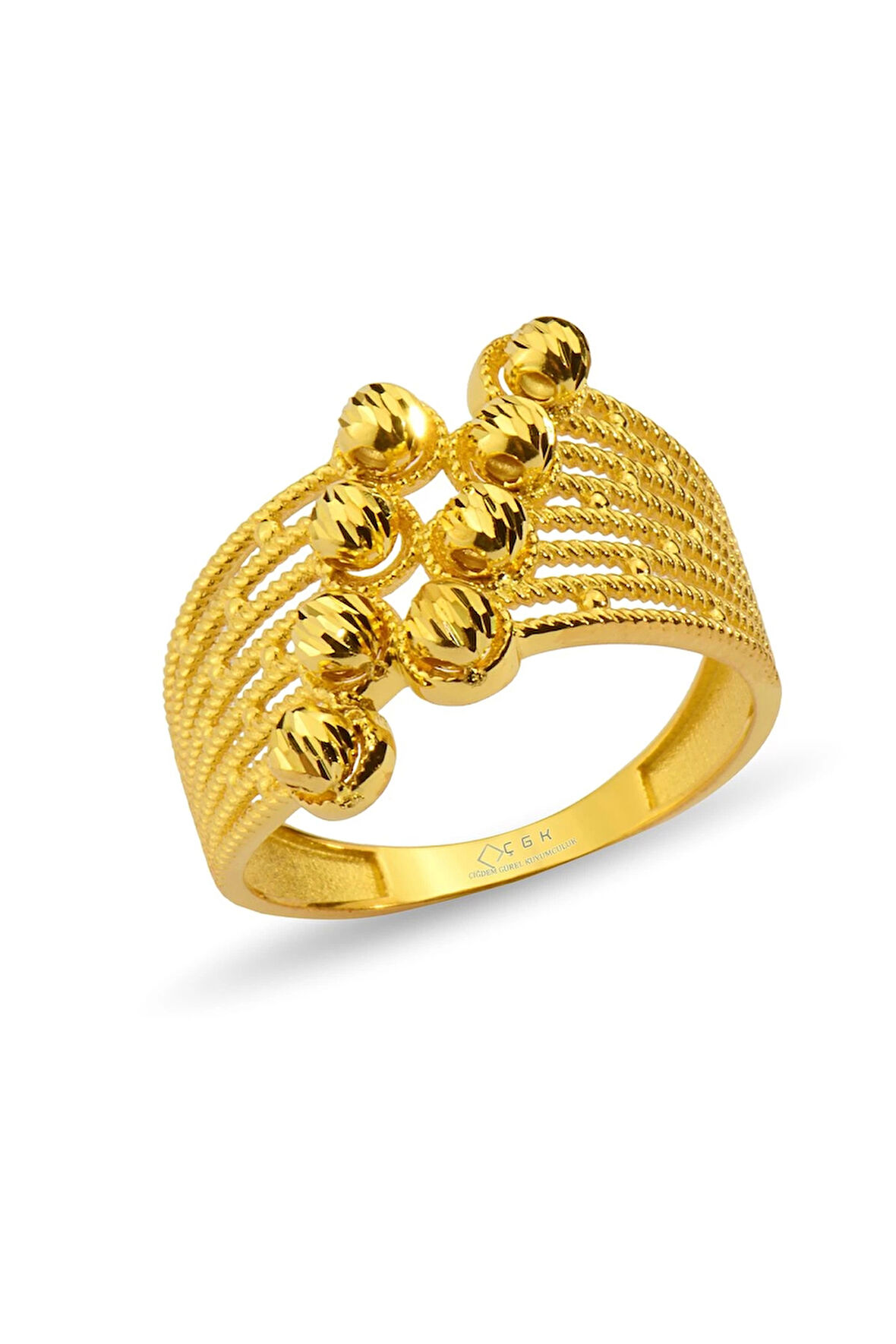 Dorika Toplu Yaldızlı Altın Yüzük