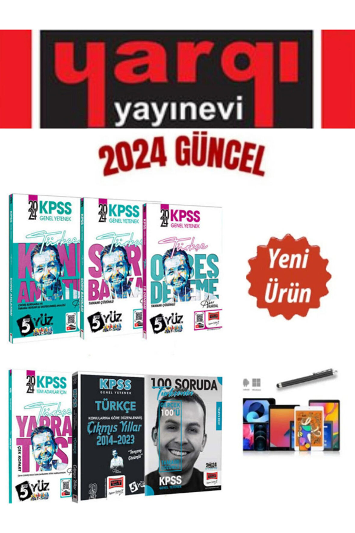 Yargı2024 KPSS 5Yüz Genel Yetenek Türkçe Paketi (Aker Kartal)+Dokunmatik Kalem