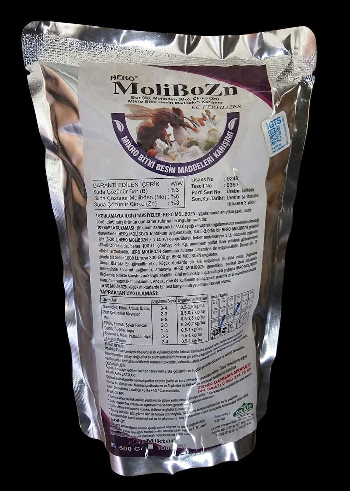 Micro Besin, Çiçek açtırıcı Polen oluşturucu Çiçek tutturucu MoliboZn 1 Kg Bor Molibden Çinko Gübre