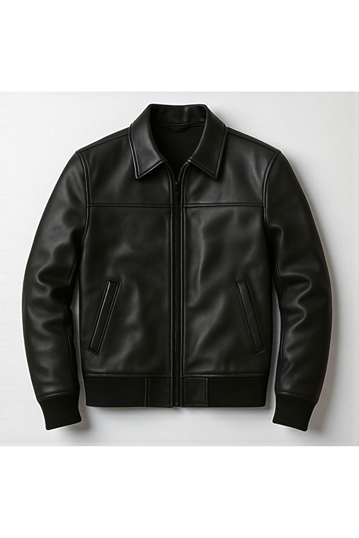 Premium Slim Fit Polo Yaka Deri Ceket