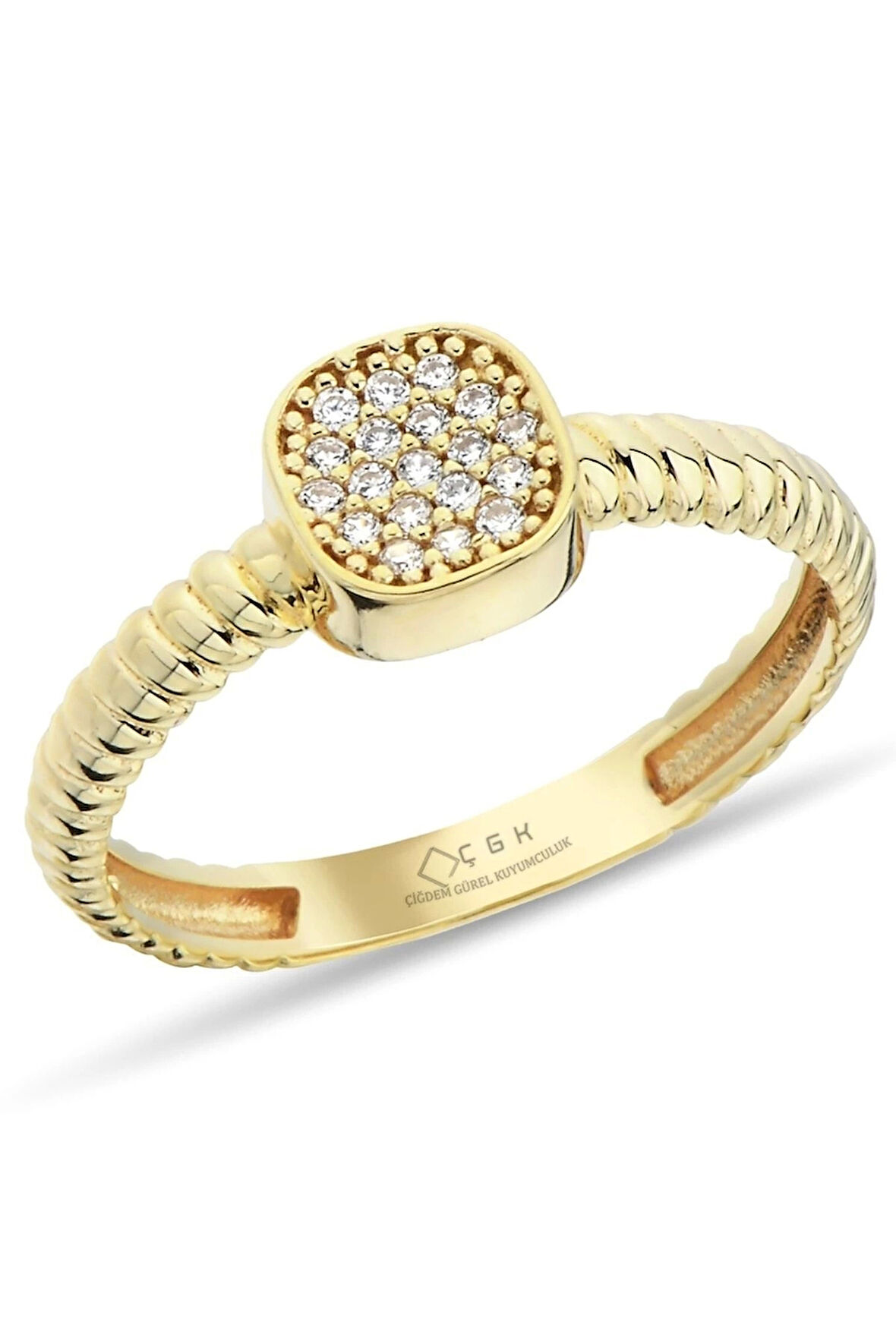 Sarmal Taşlı Altın Yüzük
