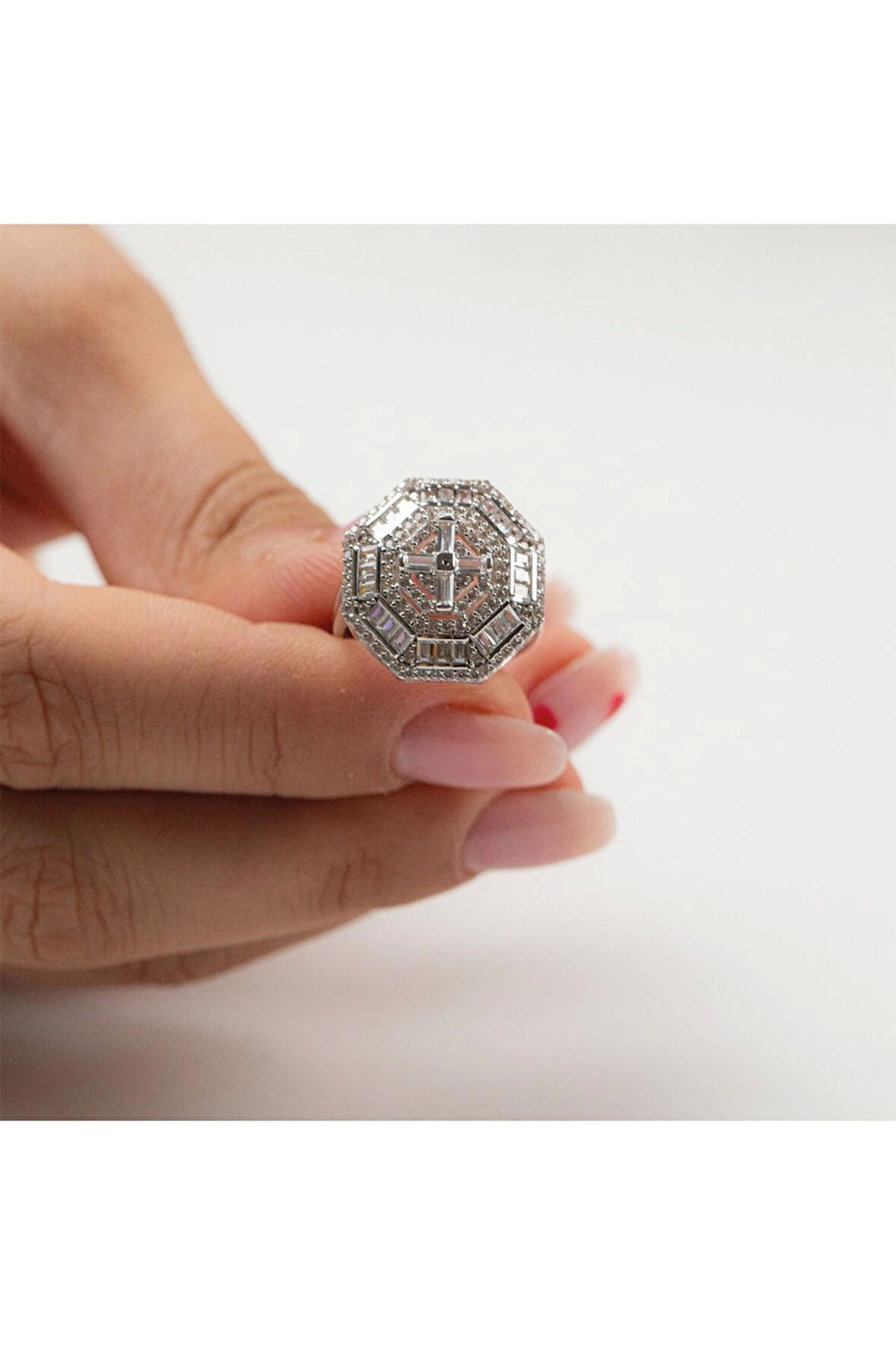 Sekizgen Altın Baget Yüzük