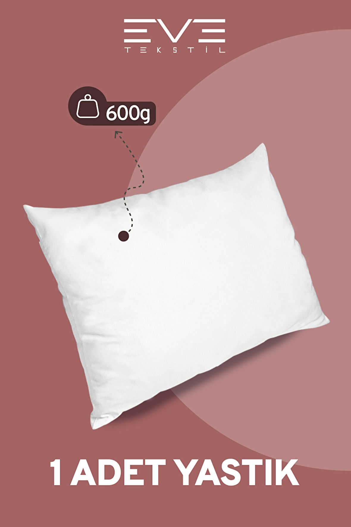 1 Adet Silikon Elyaf Nonwoven Yıkanabilir Antialerjik Vakumlu Yastık Seti 50x70cm 600 gr