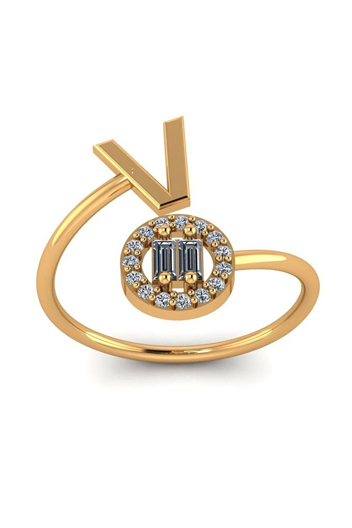 V Harf Altın Yüzük