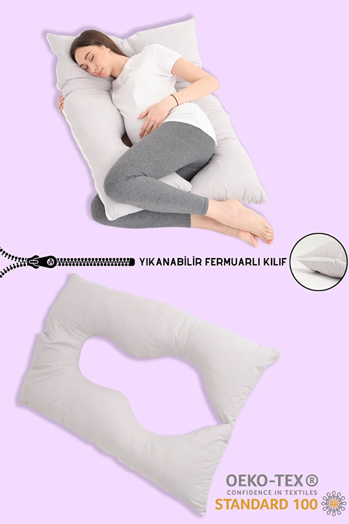 Çıkarılabilir Kılıflı Şekilli Tüm Vücut Hamile Yastığı Hamile Uyku Yastığı Hamilelik Yüksek Kalite
