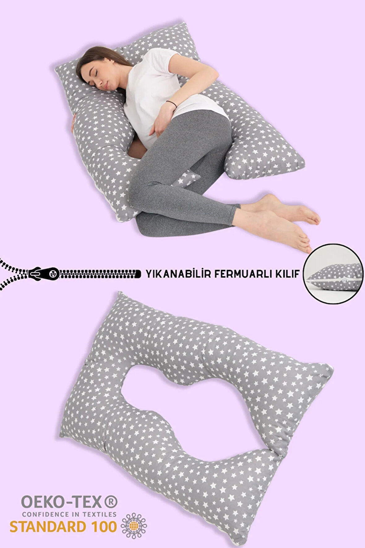 Çıkarılabilir Kılıflı Şekilli Tüm Vücut Hamile Yastığı Hamile Uyku Yastığı Hamilelik Yüksek Kalite