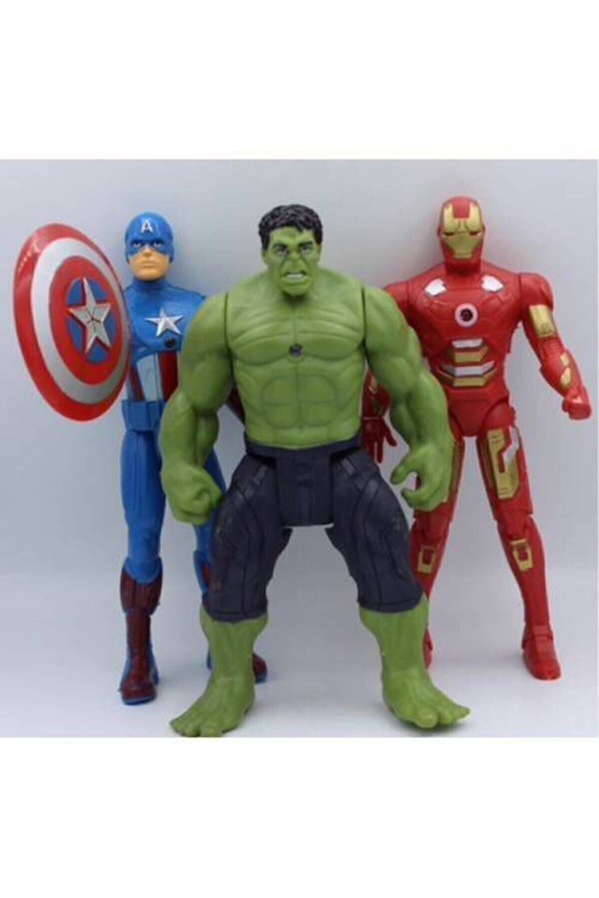 Kahramanlar Hulk Captan Amerika Ironman 3 Lü Karakter Figür Oyuncak Seti Işıklı Çocuk Eğitici Oyunc