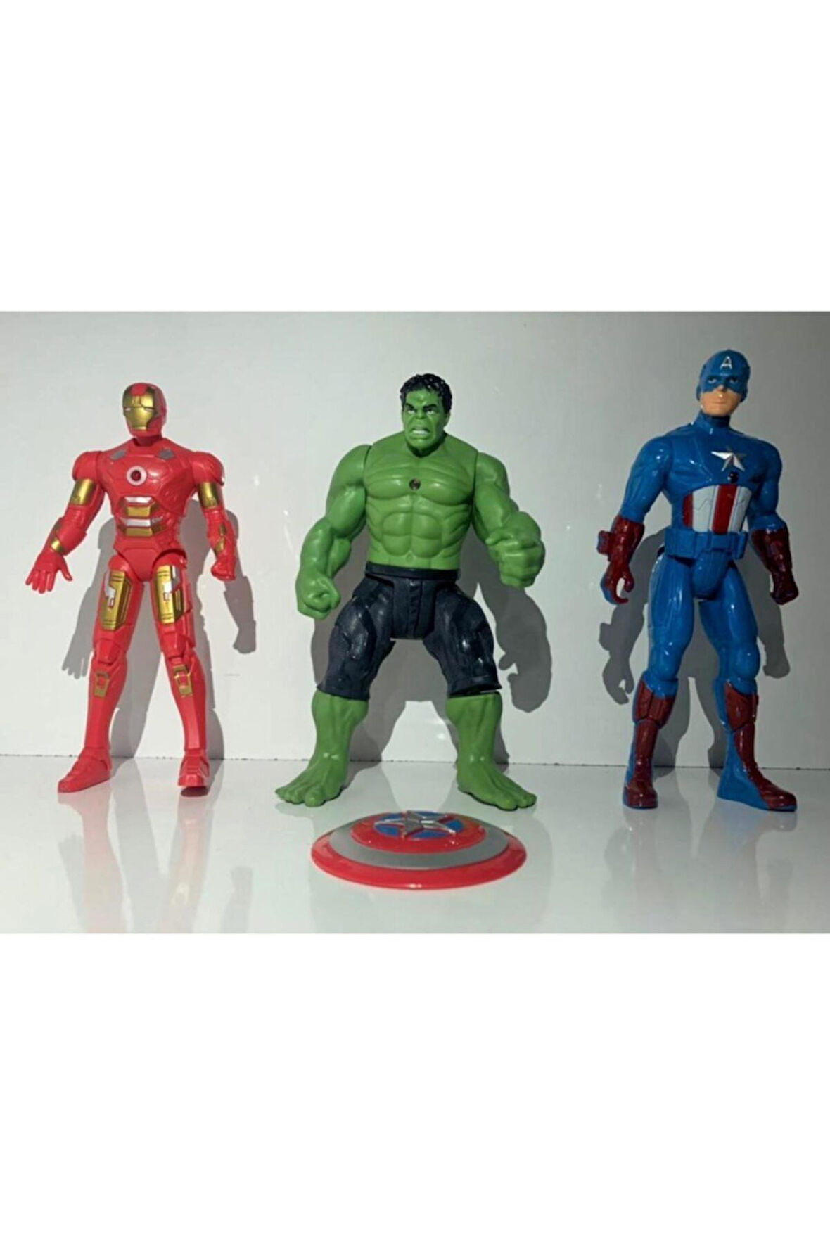 Demir Adam Hulk Captain America 17Cm 3'lü Işıklı Figür Çocuk Eğitici Oyuncaklar