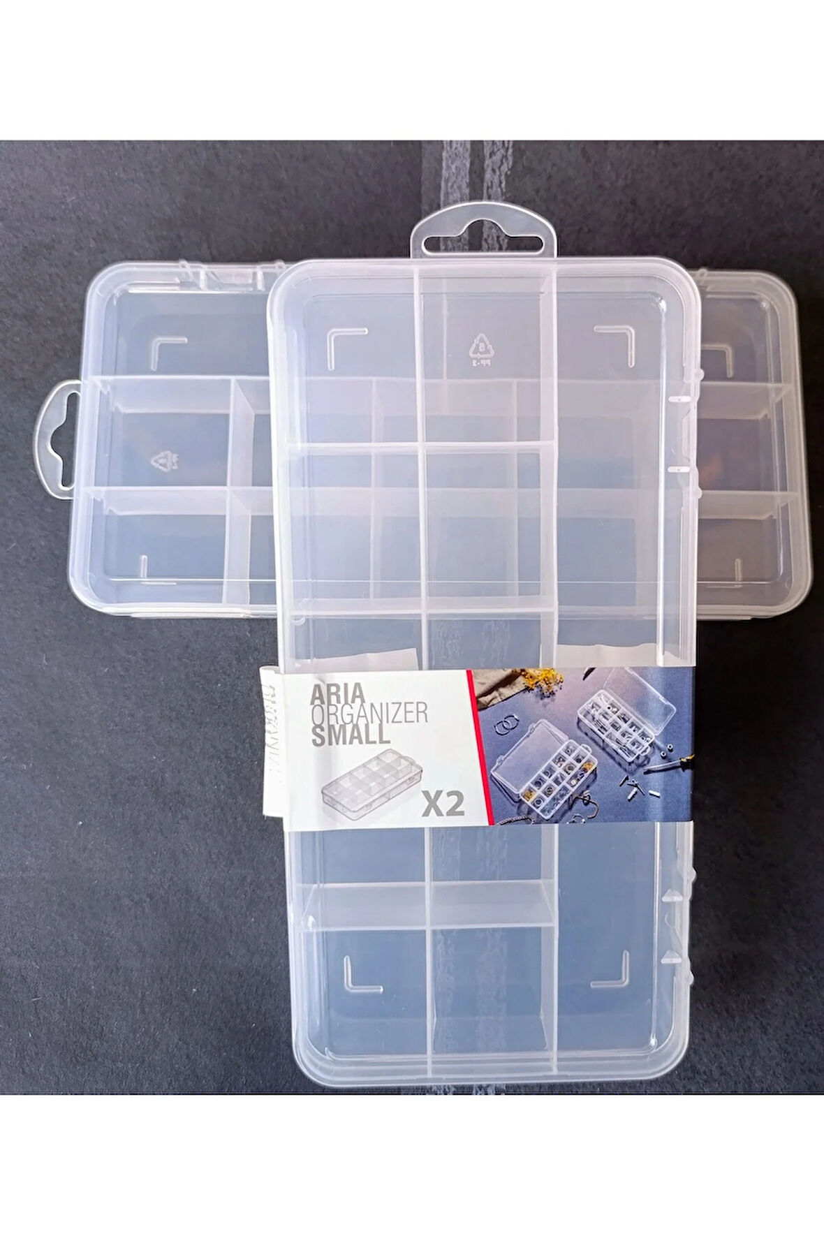 Turuncu 2'li 12 Bölmeli Plastik Takı Kutusu Organizer, şık ve kullanışlı!