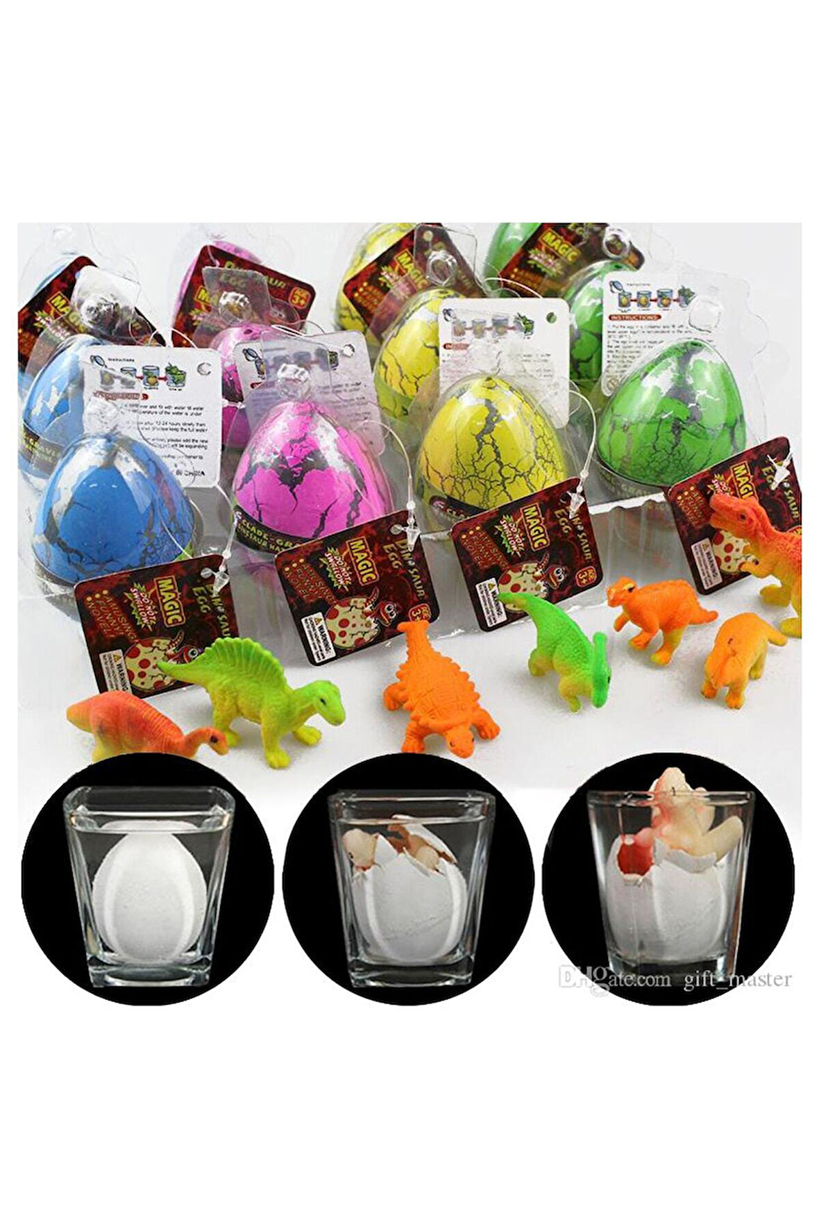 3Adet Islanınca Çatlayan Dinazor Yumurtası Büyük Dev Boy Çocuk Eğitici Oyuncaklar