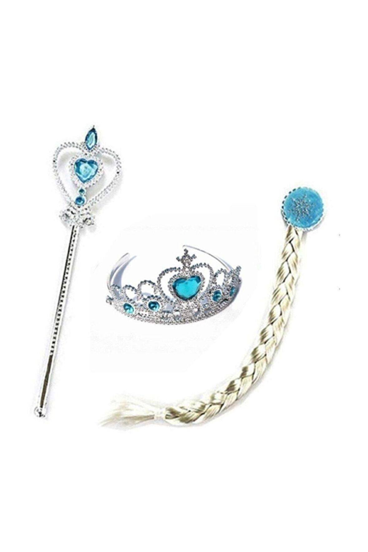 Çocuk Karlar Ülkesi Frozen Elsa Anna Sihirli Asa Saç Ve Taç Seti Çocuk Eğitici Oyuncaklar