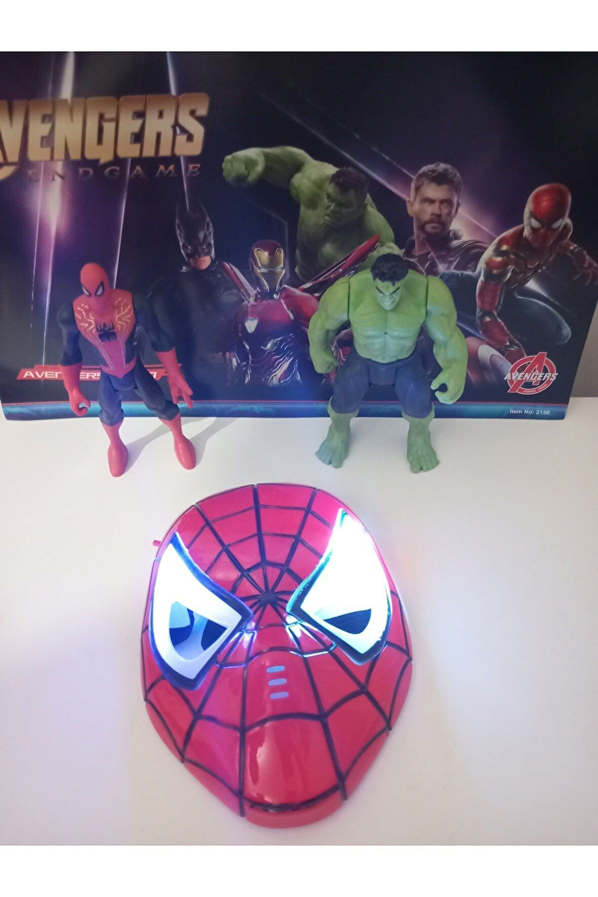 Avngers Işıklı Örümcek Adam Maskesi Hulk Ve Spider Man 20cm Karakter Oyuncak Çocuk Eğitici Oyuncakl