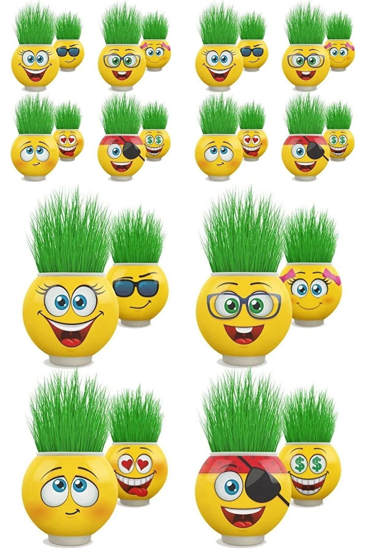 Çim Adam Orijinal 6Adet Lisanslı Eğlenceli Sevimli Ürün Emojili Çimoji Oyuncaklar Çocuk Eğitici Oyu