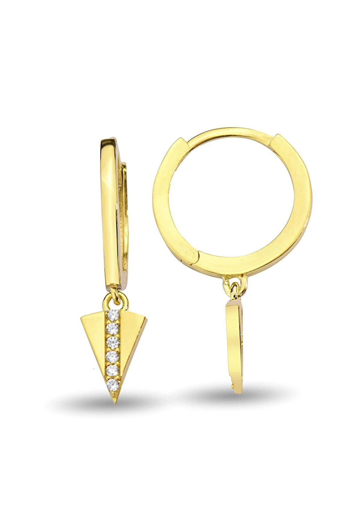 Üçgen Sallantılı Halka Altın Küpe