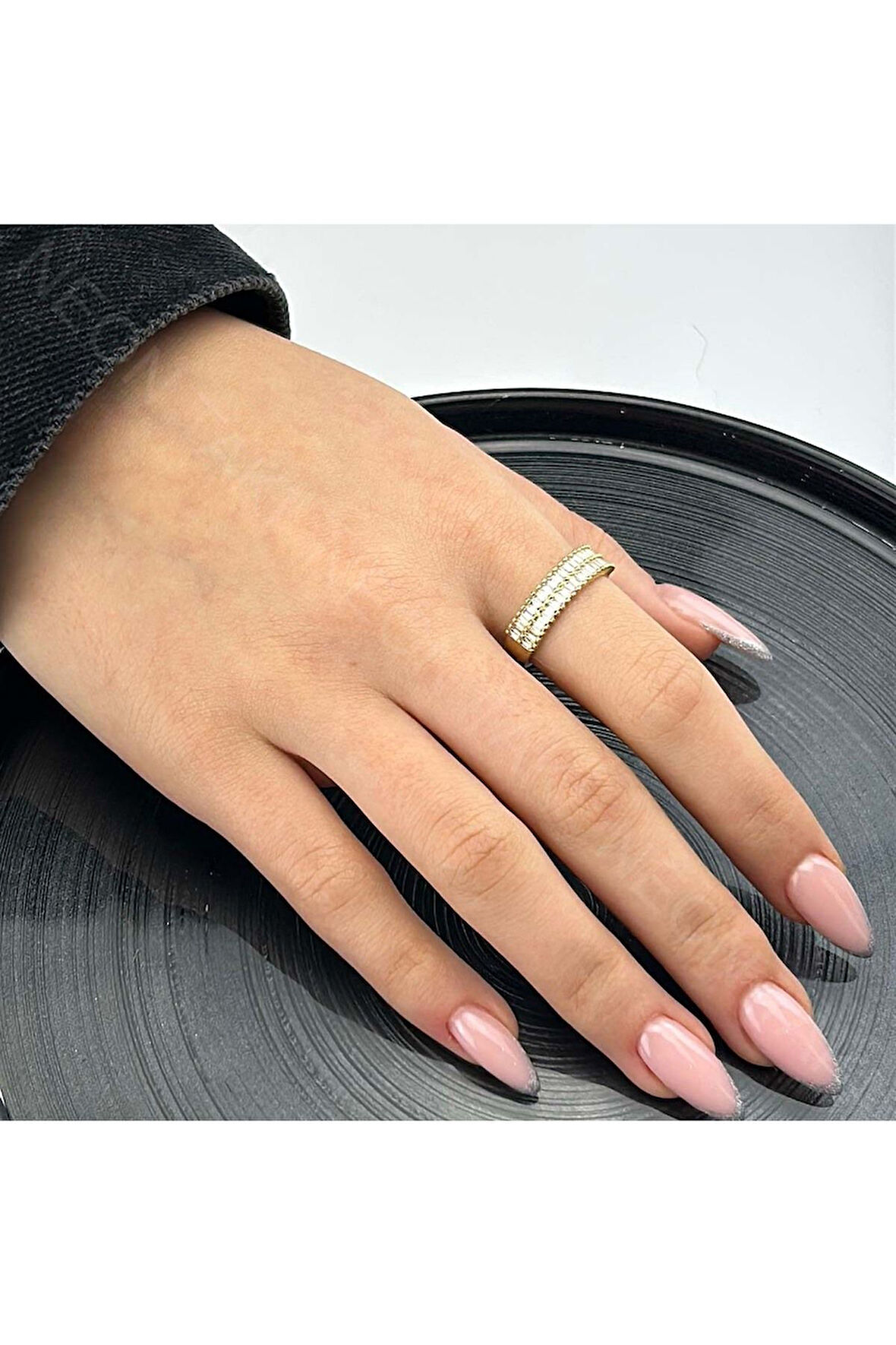 Zirkon Taşlı Yüzük 23, Altın Renk, Ayarlanabilir