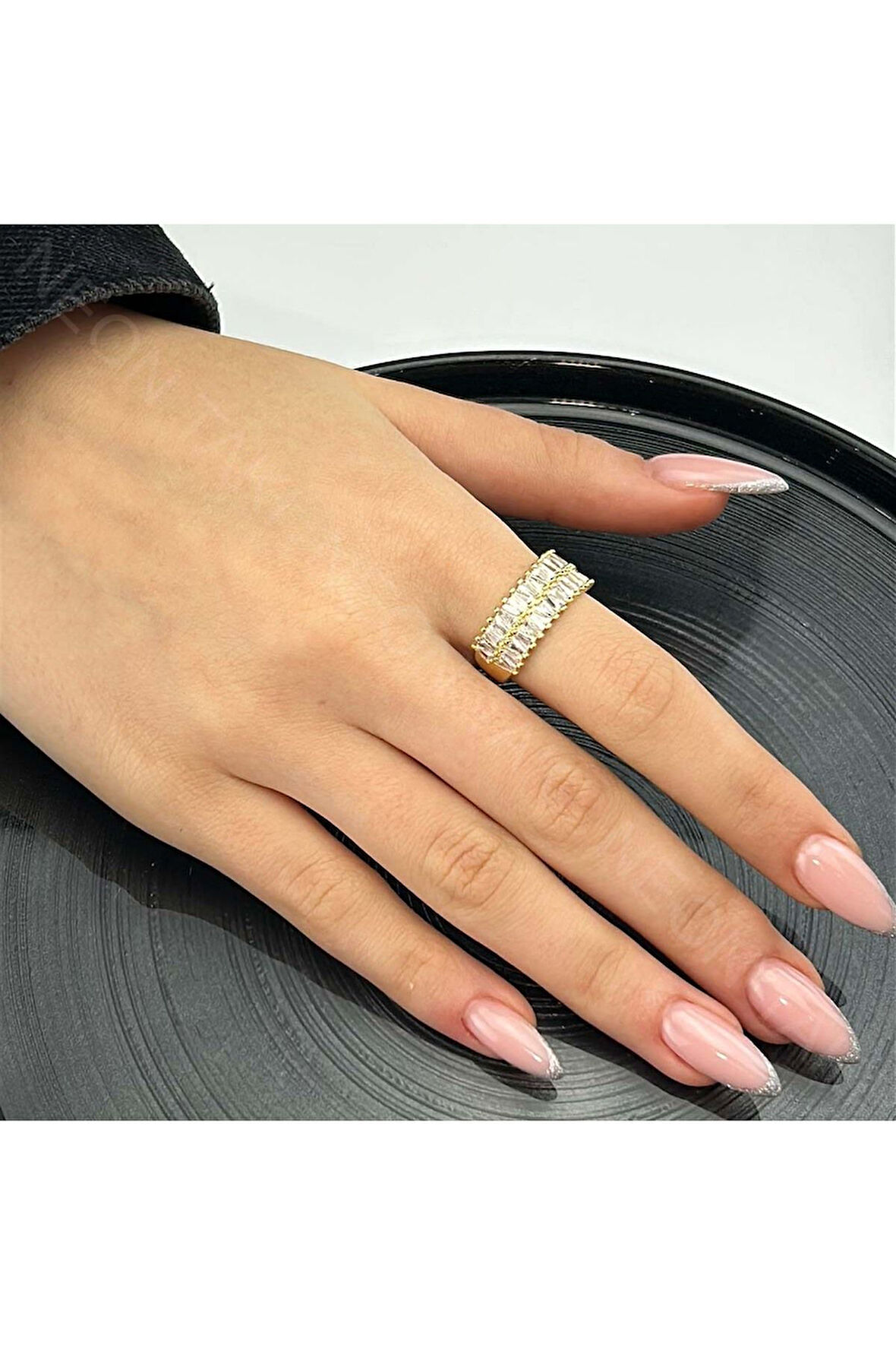 Zirkon Taşlı Yüzük 33, Altın Renk, Ayarlanabilir