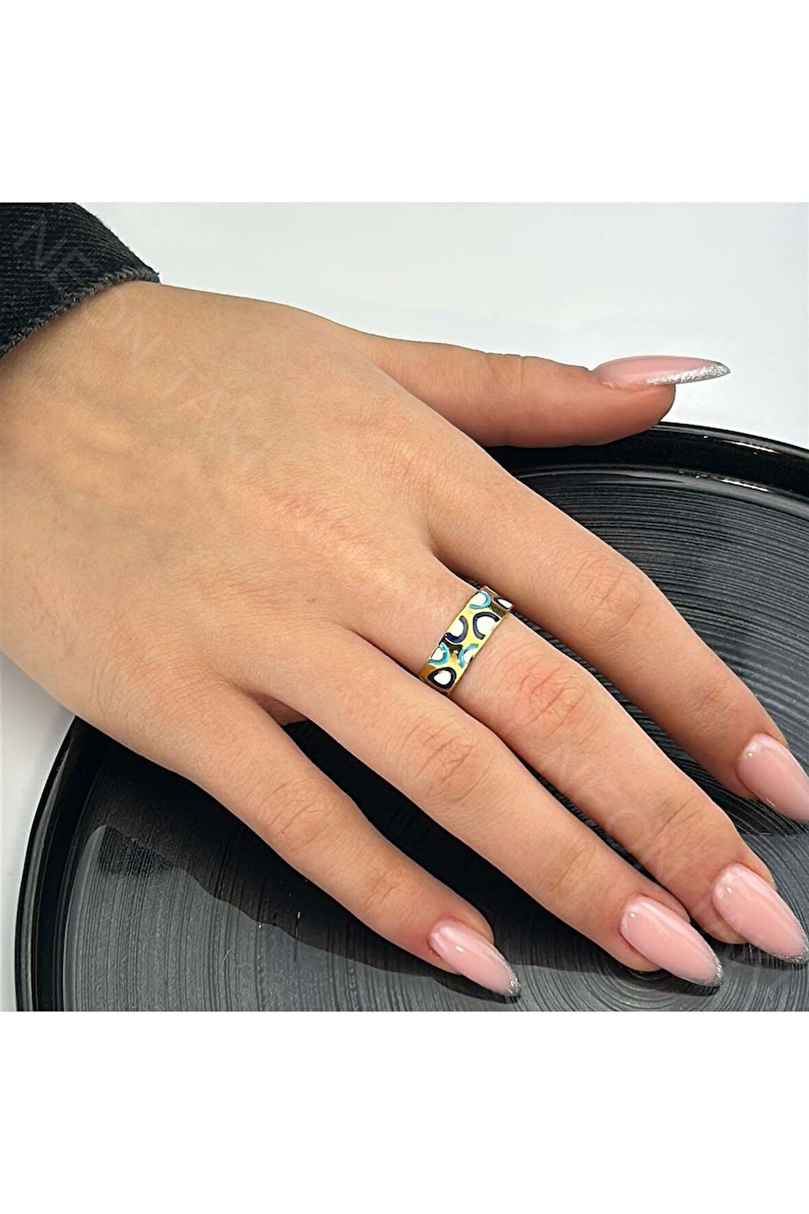 Xxx Nazar Figürlü, Paslanmaz Çelik Yüzük 37, Altın Renk, Ayarlanabilir