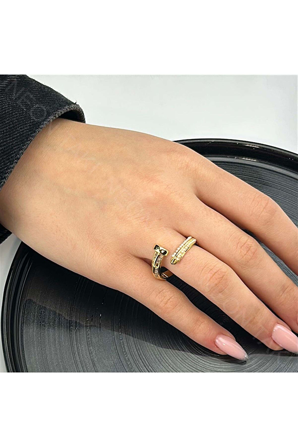 Xxx Çivi Figürlü, Zirkon Taşlı Yüzük 41, Altın Rengi, Ayarlanabilir