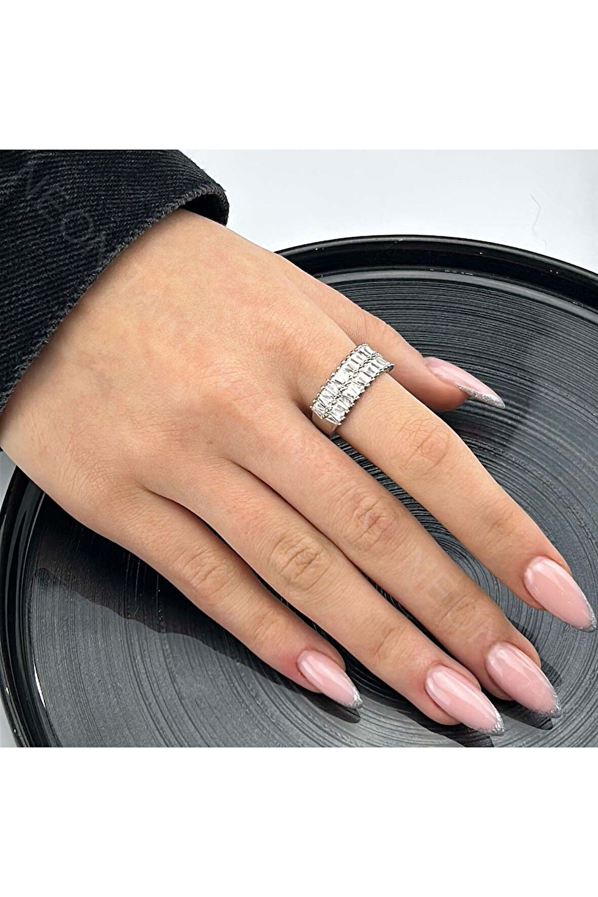 Zirkon Taşlı Yüzük 44, Gümüş Renk, Ayarlanabilir