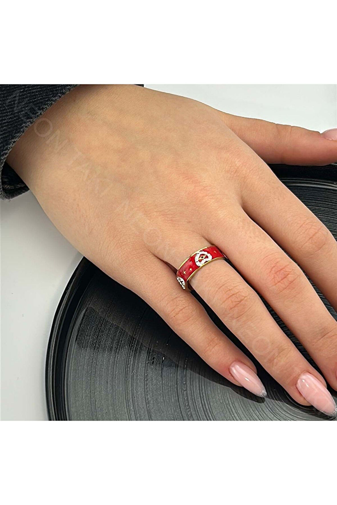 Xxx Kırmızı Renk, Paslanmaz Çelik Yüzük 56, Kasa Altın Renk, Ayarlanabilir