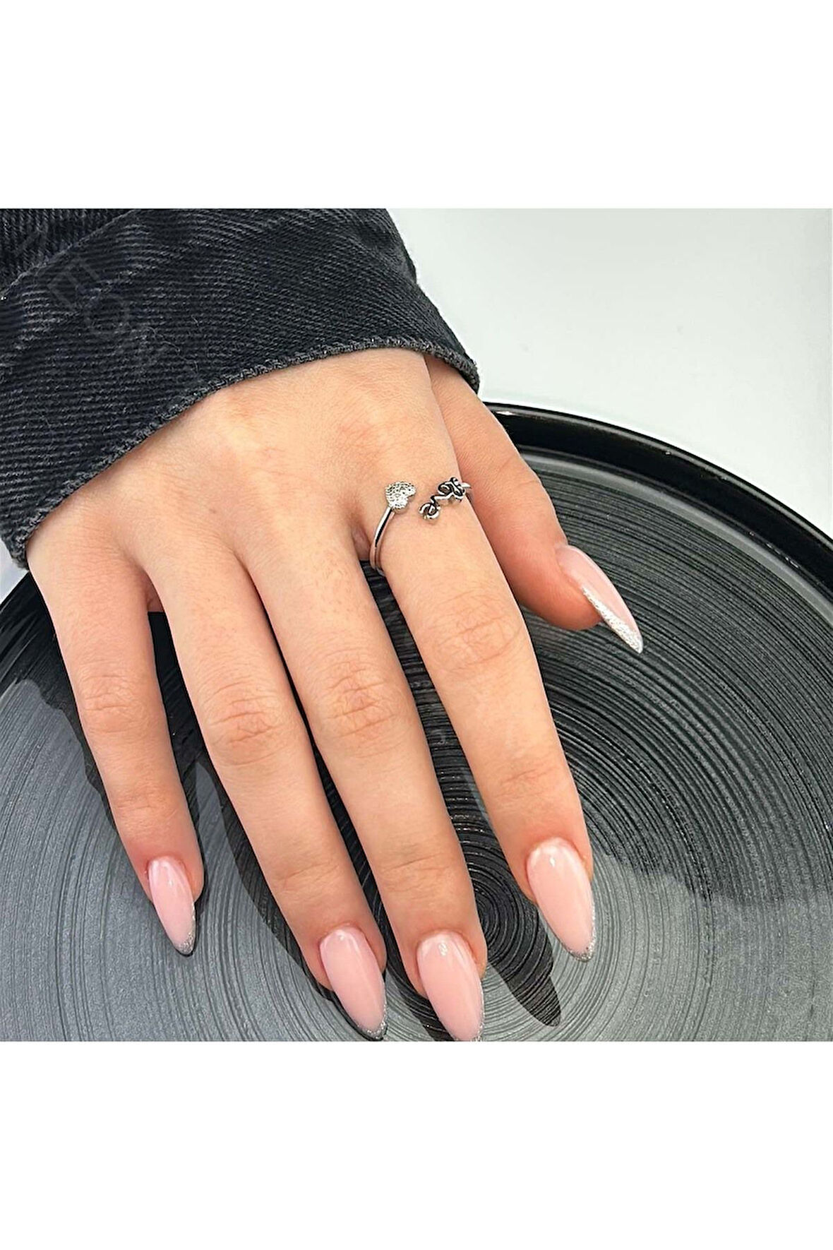 Zirkon Taşlı, Bijuteri Eklem Yüzüğü 123, Gümüş Renk, Ayarlanabilir