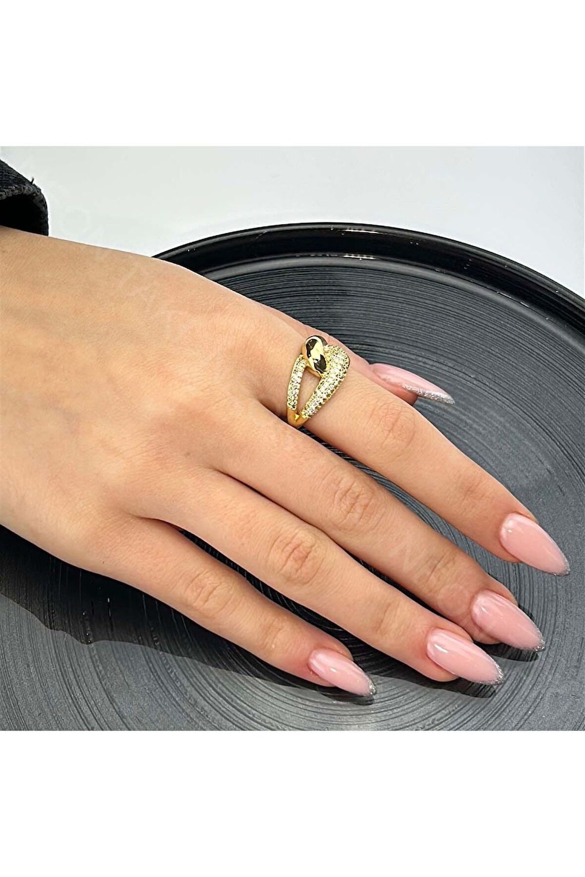 Zirkon Taşlı, Yüzük 139, Altın Renk, Ayarlanabilir