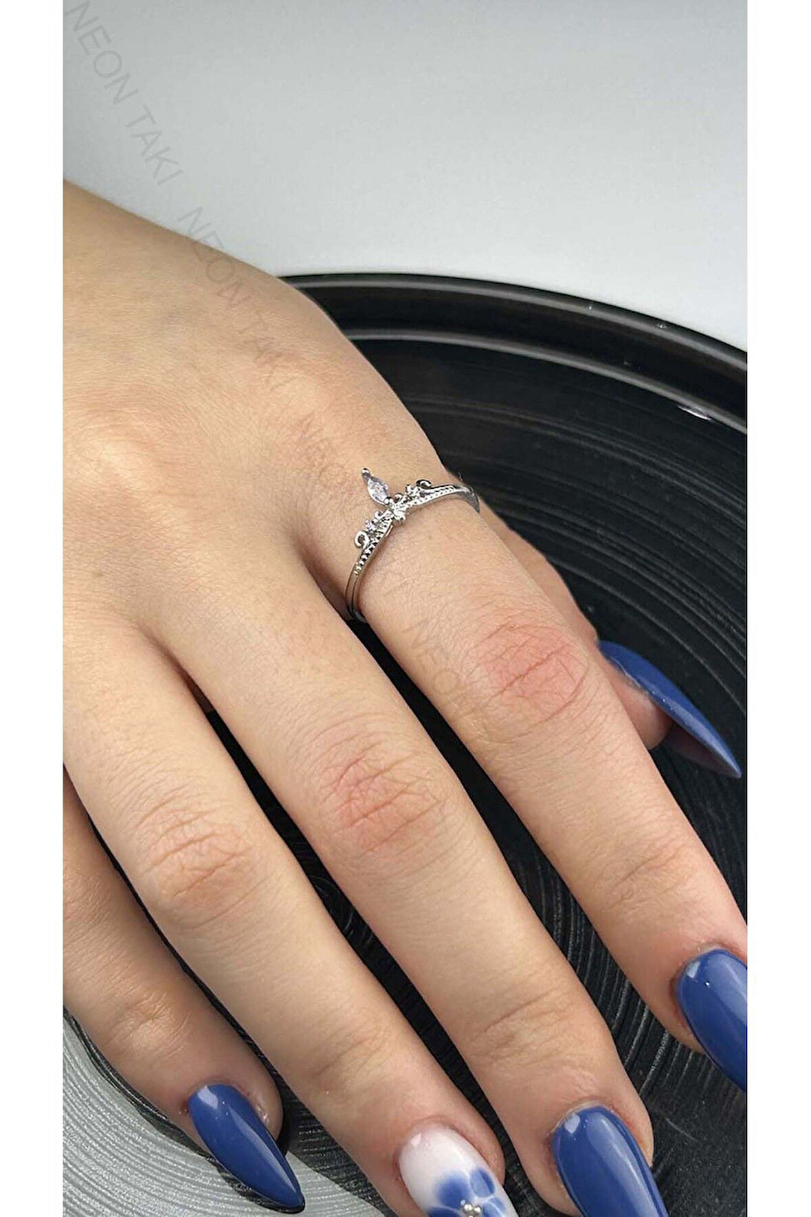 Zirkon Taşlı, Paslanmaz Çelik Yüzük 164, Gümüş Renk, Ayarlanabilir