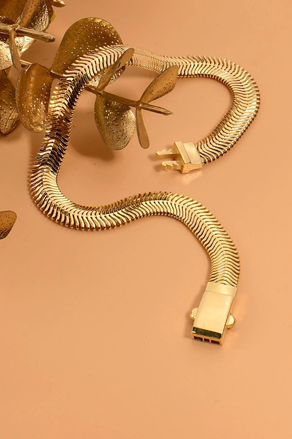 Sade Kalın Balık Sırtı Zincir Altın Bileklik