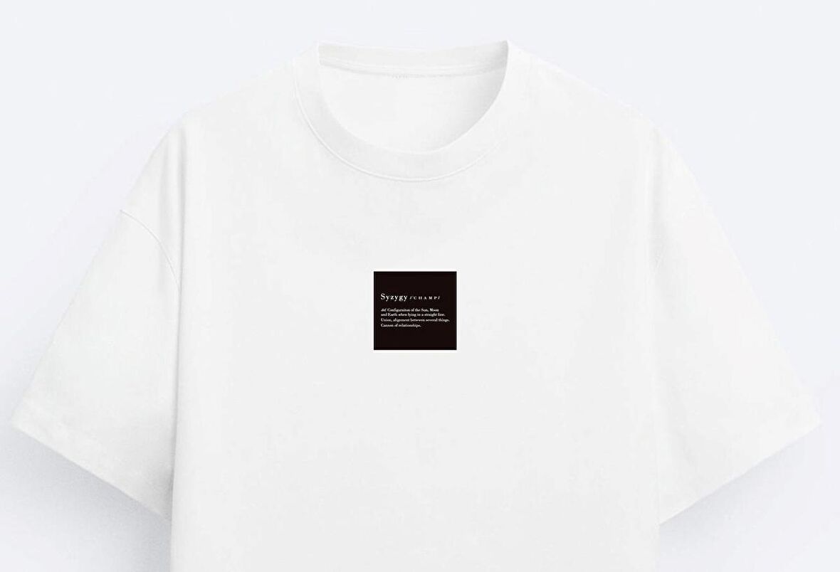 The Champ Bisiklet Yaka Syzygy Yazılı Oversize Beyaz Erkek T-shirt