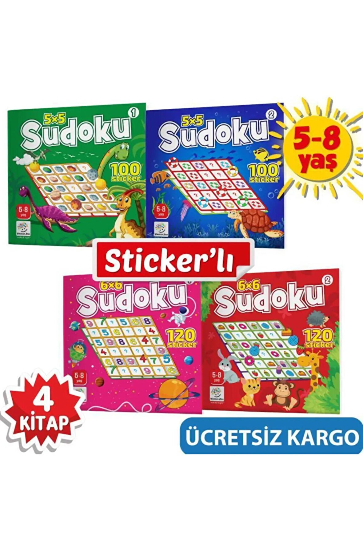 5-8 Yaş Stickerlı Sudoku Seti (dikkat Ve Zeka Geliştiren Bulmacalar Serisi, 440 Adet Çıkartma)