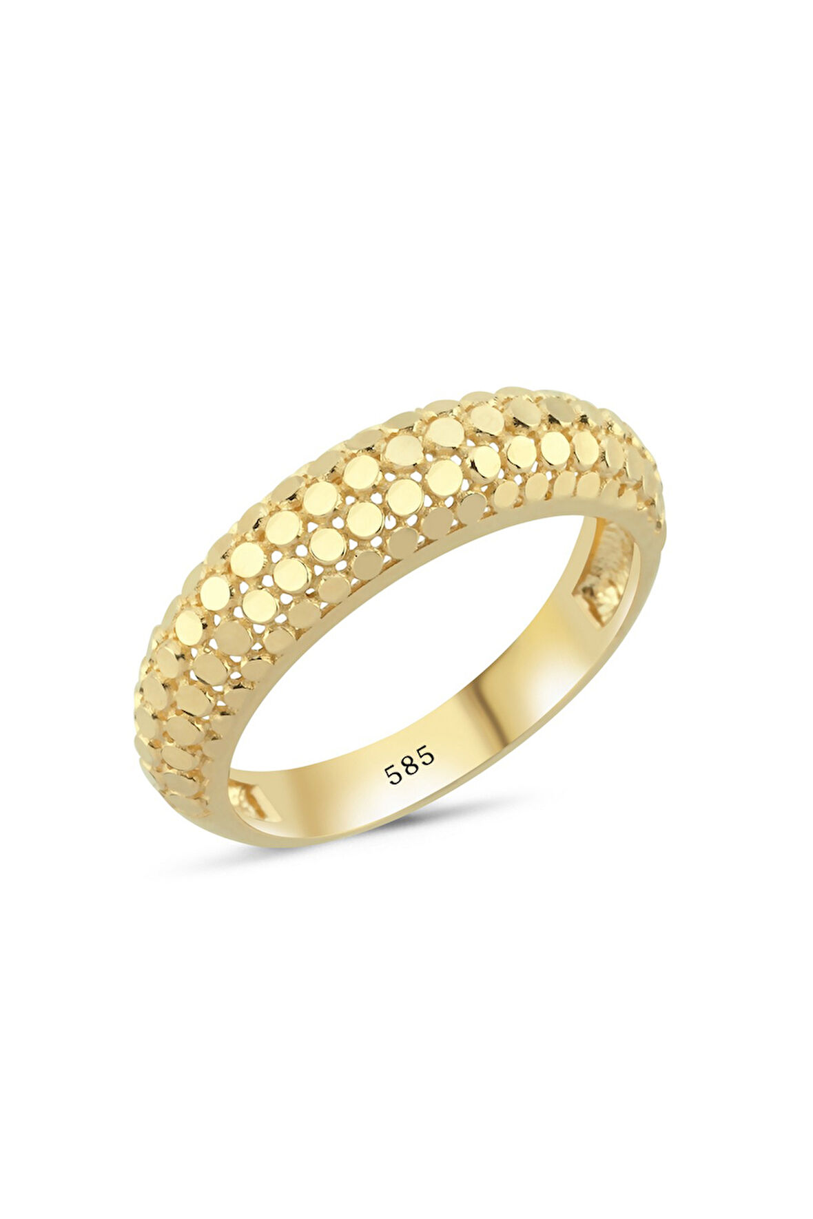 14 Ayar Altın Bombeli Kabartmalı Yüzük