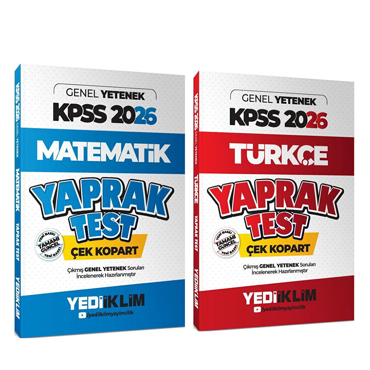 Yediiklim Yayınları 2026 KPSS Genel Yetenek Türkçe ve Matematik Çek Kopar Yaprak Test Seti 2 Kitap