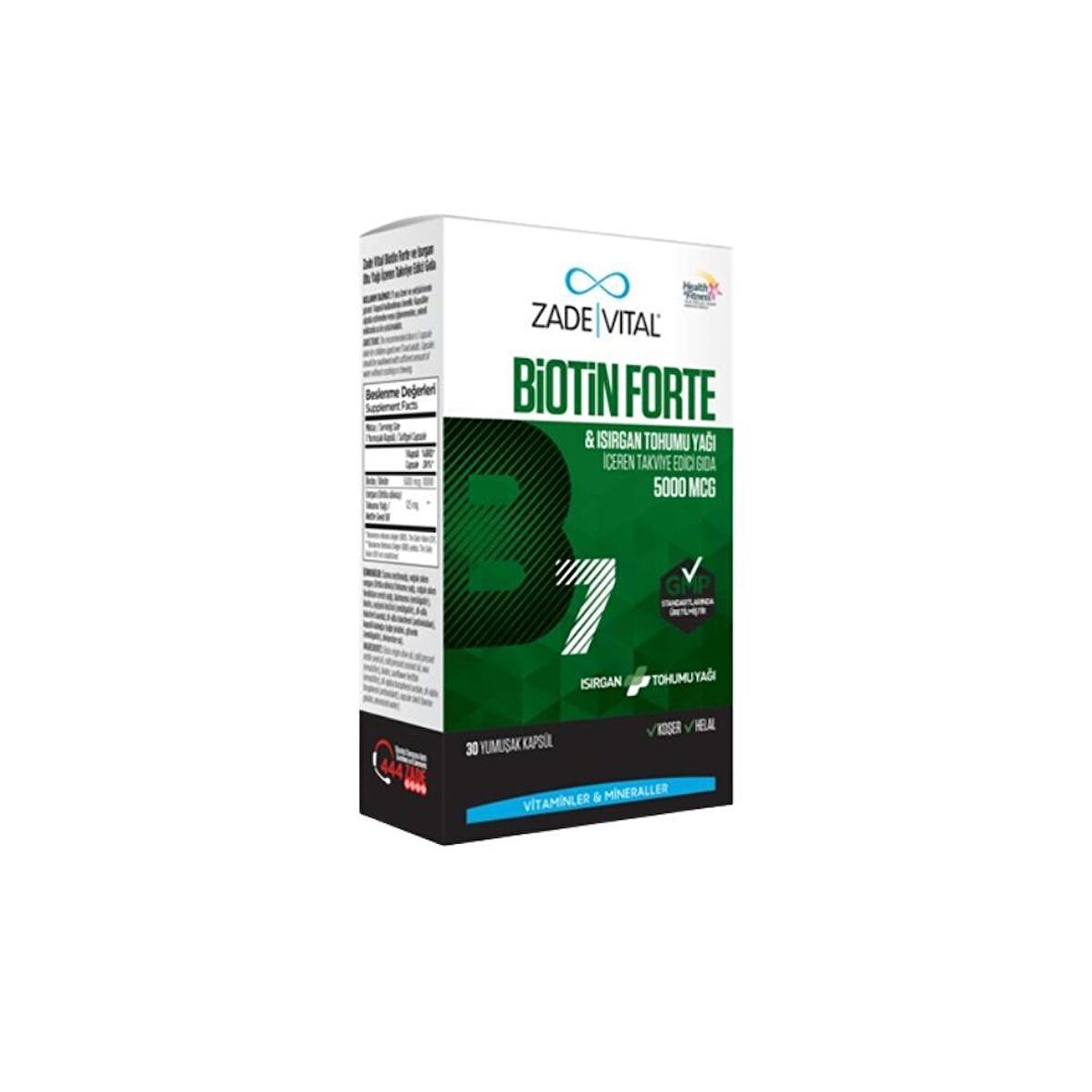 Biotin Forte Isırgan Tohumu Yağı İçeren Takviye Edici Gıda 5000mcg 30 Kapsül