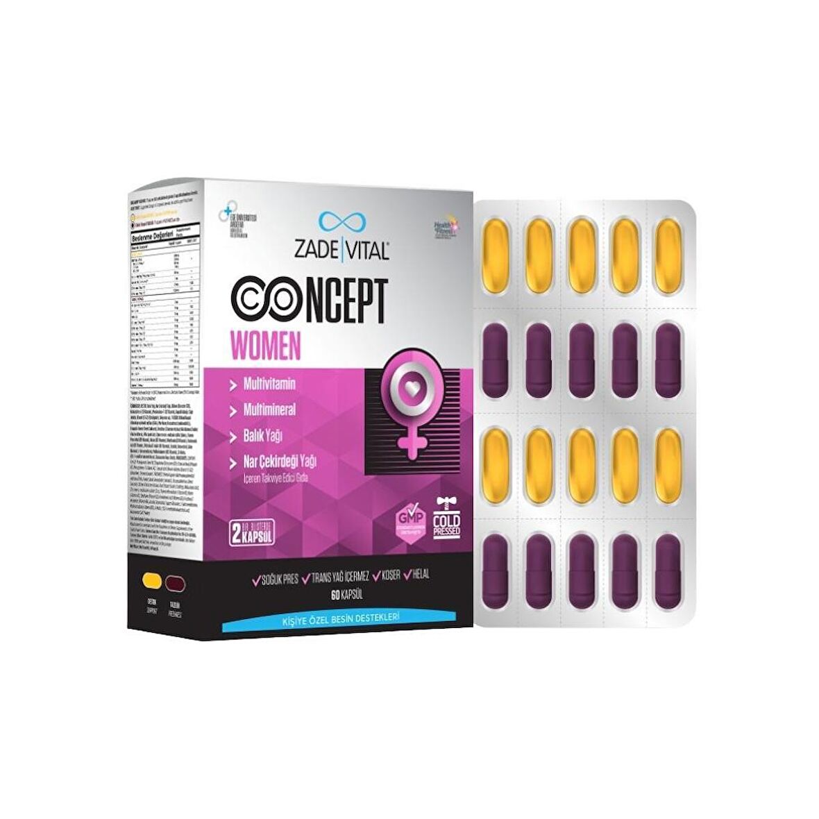 Concept Women Multivitamin, Multimineral,Omega3,NarÇekirdeği Yağı İçeren Takviye Edici Gıda 60Kapsül