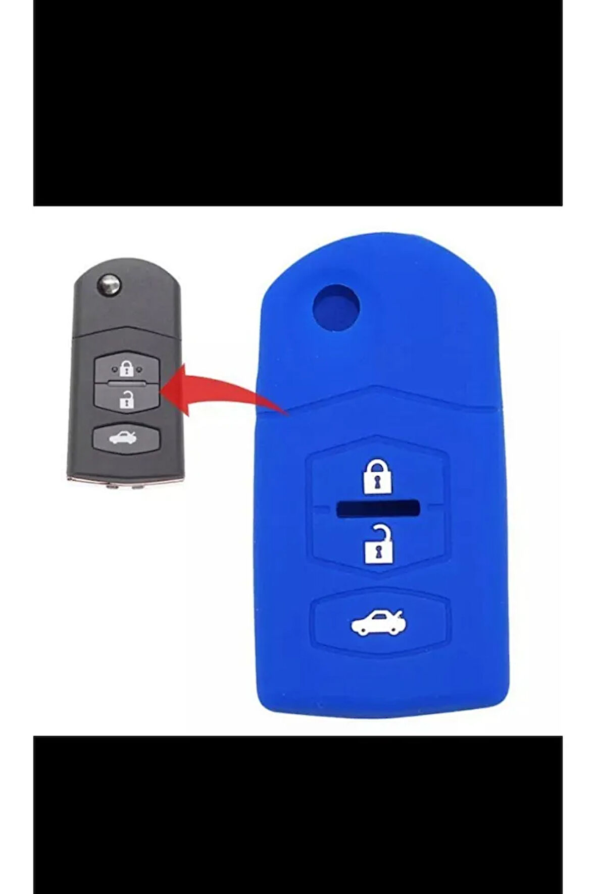 Mazda 2 3 5 6 8 Uyumlu Silikon Anahtar Koruma Kılıfı 3 Tuşlu Mavi Renk