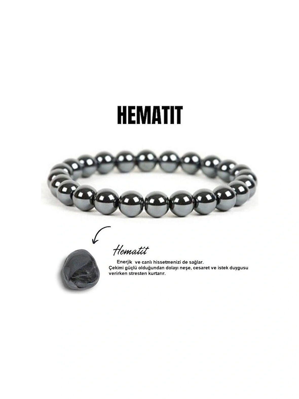 Alnis Atelier Hematit Doğal Taş Bileklik