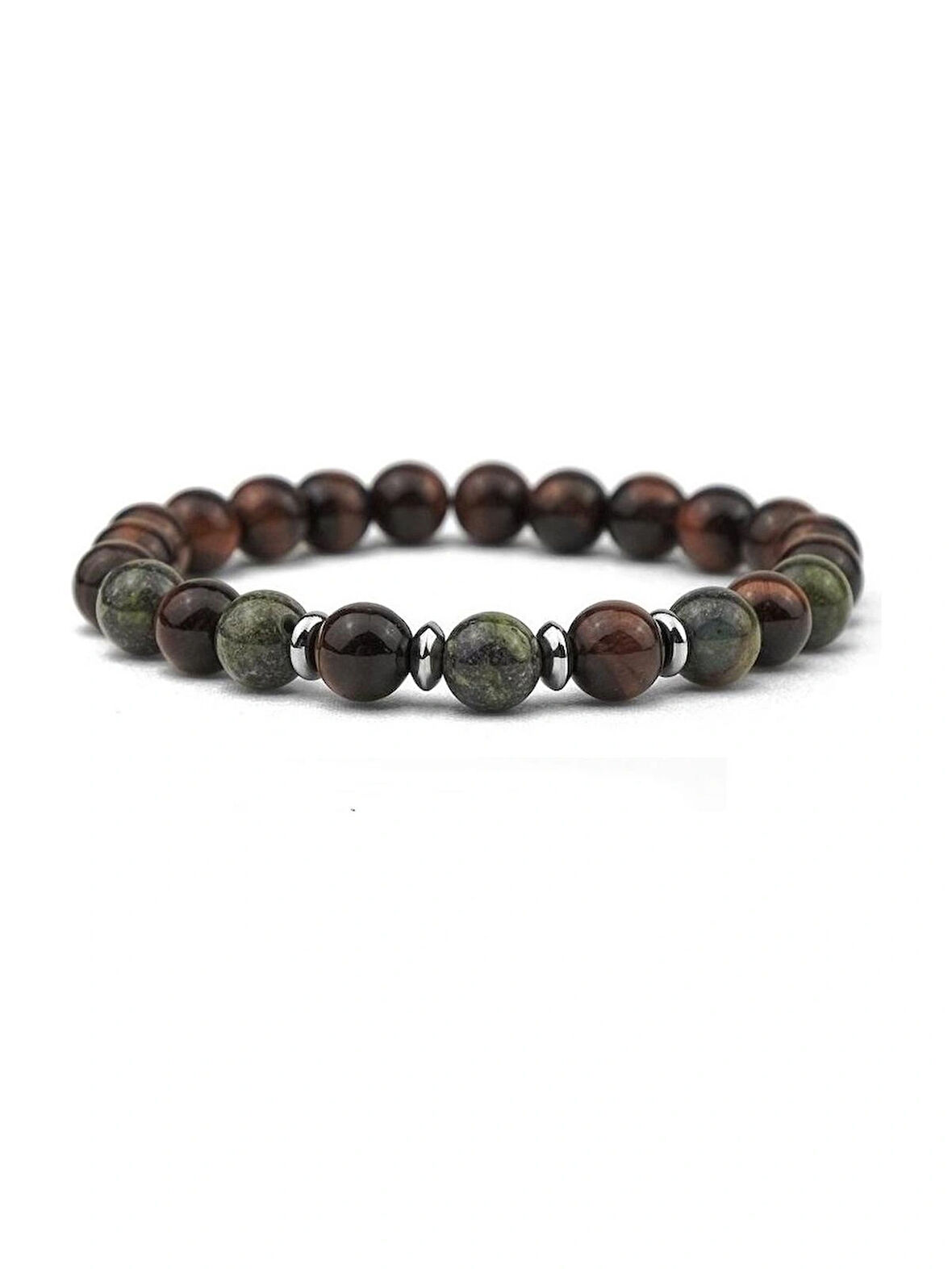 Alnis Atelier Kızıl Kaplan Gözü ve Yeşim Doğal Taş Bileklik