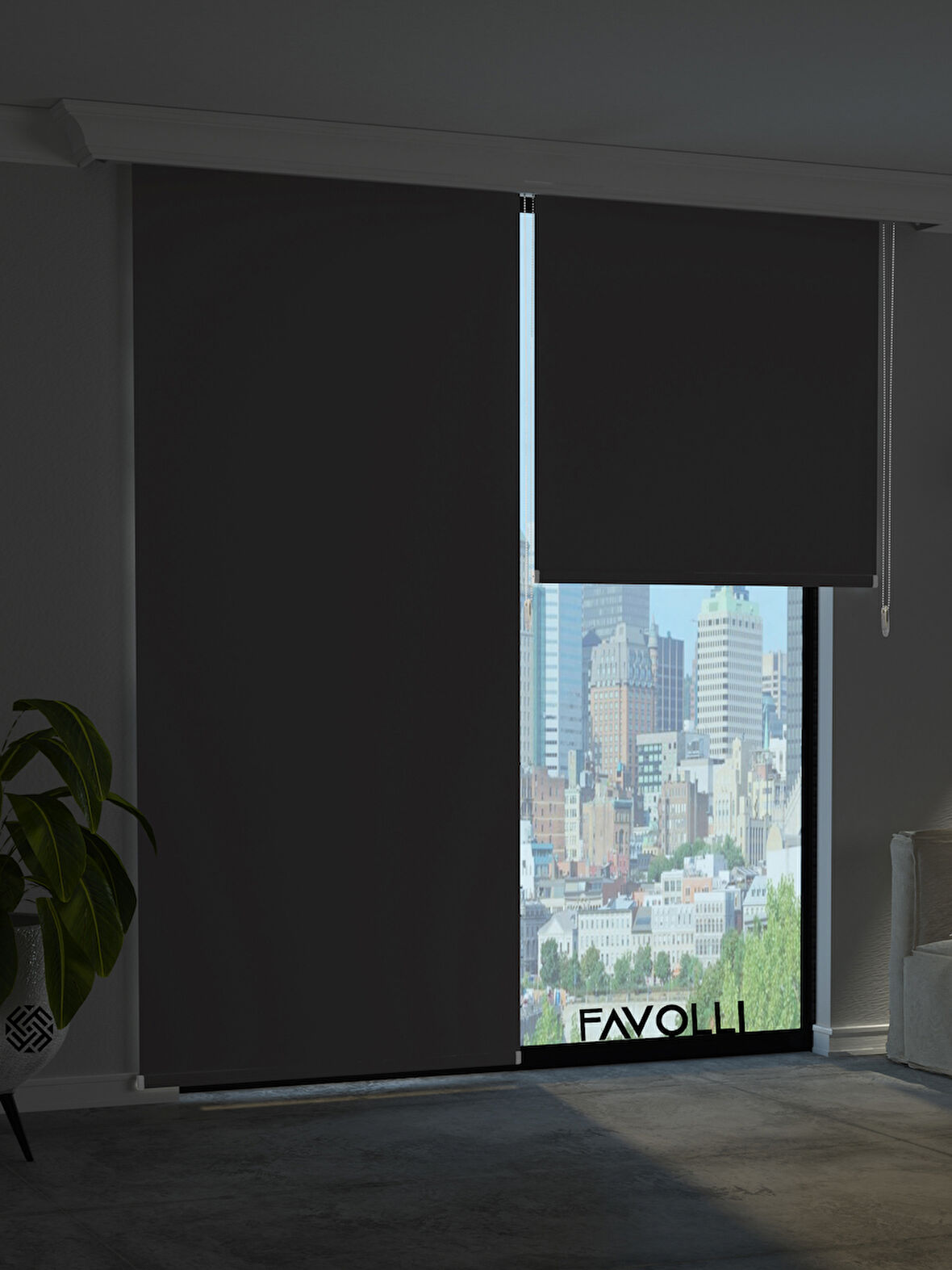 FAVOLLİ Koyu Gri Karartma Blackout Stor Perde Metal İthal Kasa Işık geçirmez