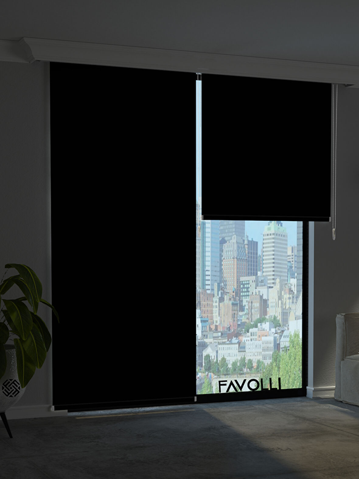 FAVOLLİ Siyah Karartma Blackout Stor Perde Metal İthal Kasa Işık geçirmez